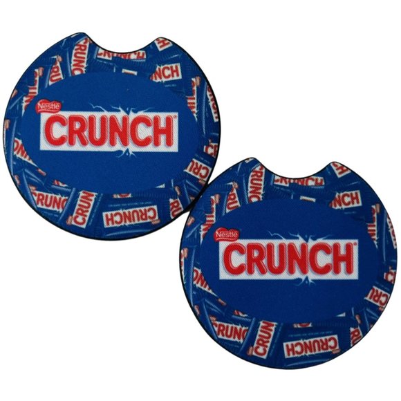 Car Coasters Crunch Nestle Chocolate Candy Bar Snack Set of 2 Neoprene B - Picture 2 of 8